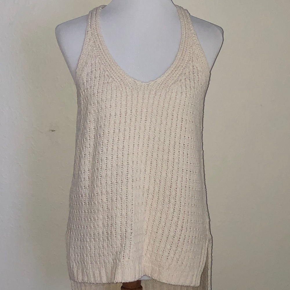 Anthropologie Off-white knit racerback sweater